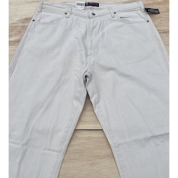 Vintage Y2K Polo Jeans Company Carpenter Style Deadstock Men's Beige 38 x 32 NOS - Picture 2 of 10